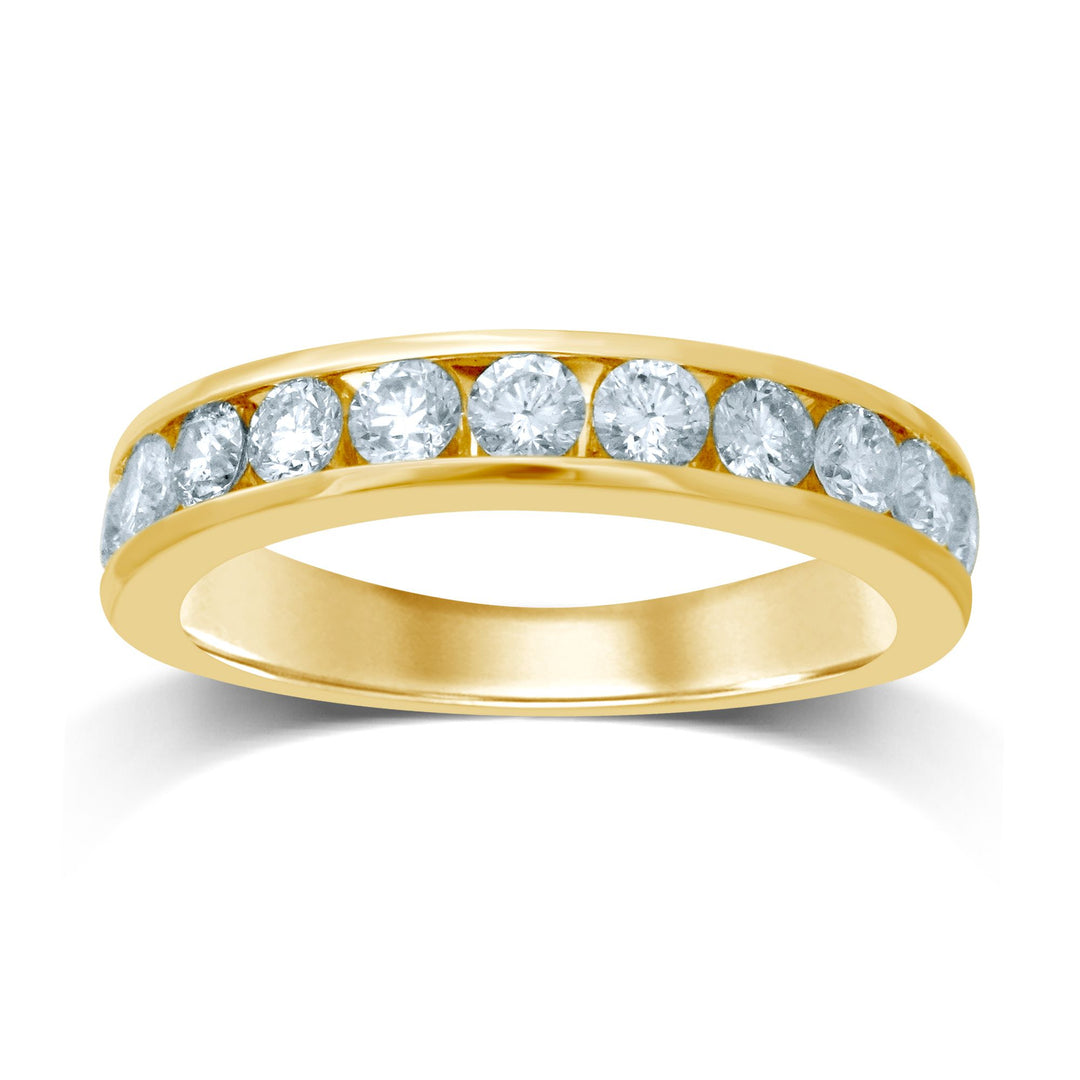 14K Yellow Gold Lab Diamond Channel Wedding Band Ring