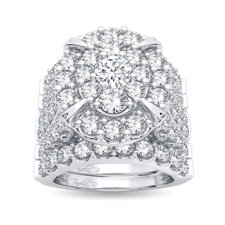 Brilliant 14k White Gold 5CT Lab Diamond Bridal Ring