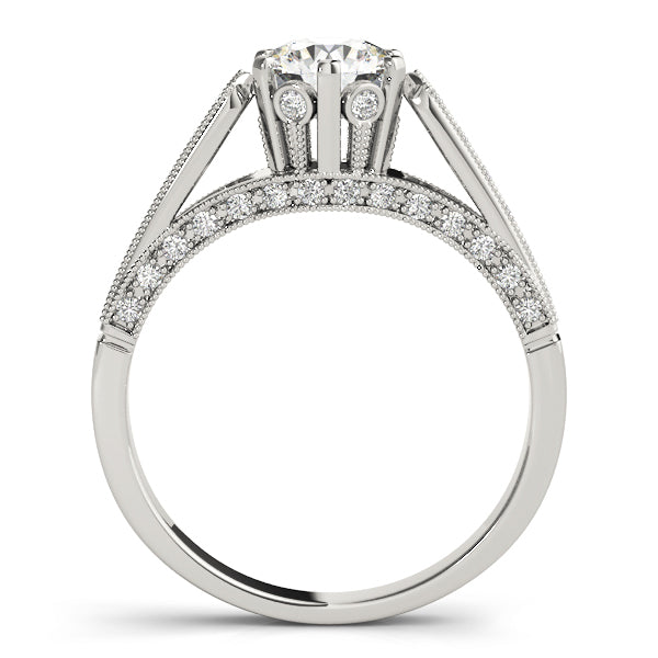 14K White Gold Single Row Diamond Engagement Ring