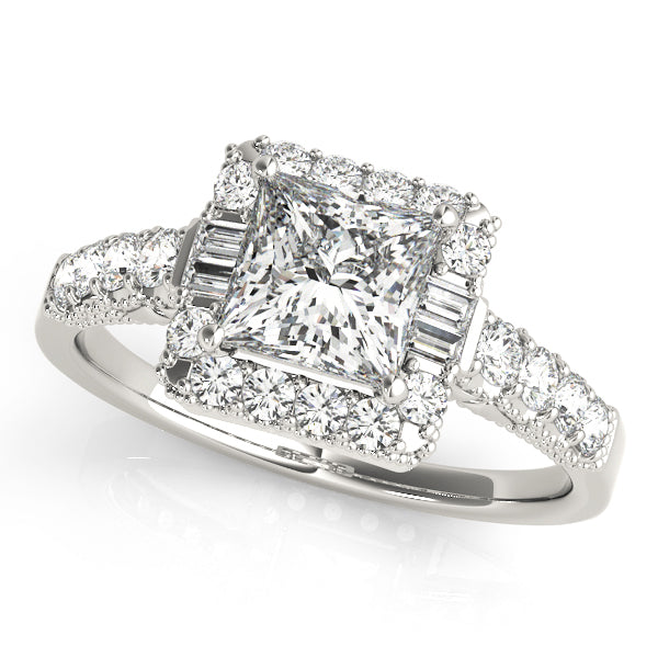 18K White Gold 1.5ctw Diamond Halo Engagement Ring