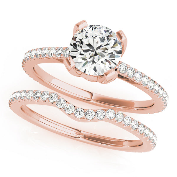 14K Rose Gold Round Diamond Single Row Engagement Ring