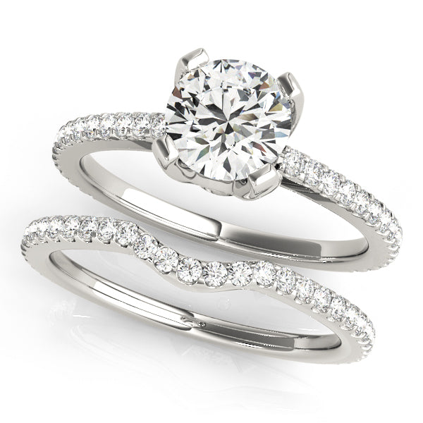 14K White Gold Single Row Diamond Engagement Ring