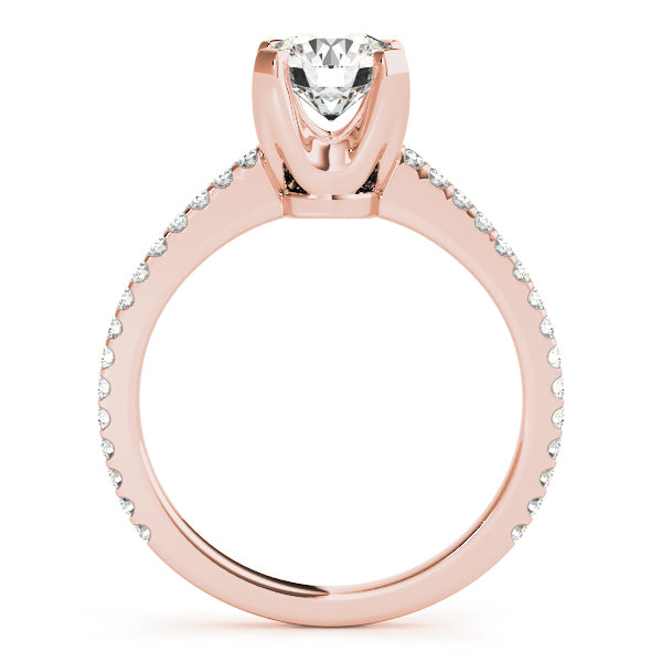 14K Rose Gold Round Diamond Single Row Engagement Ring