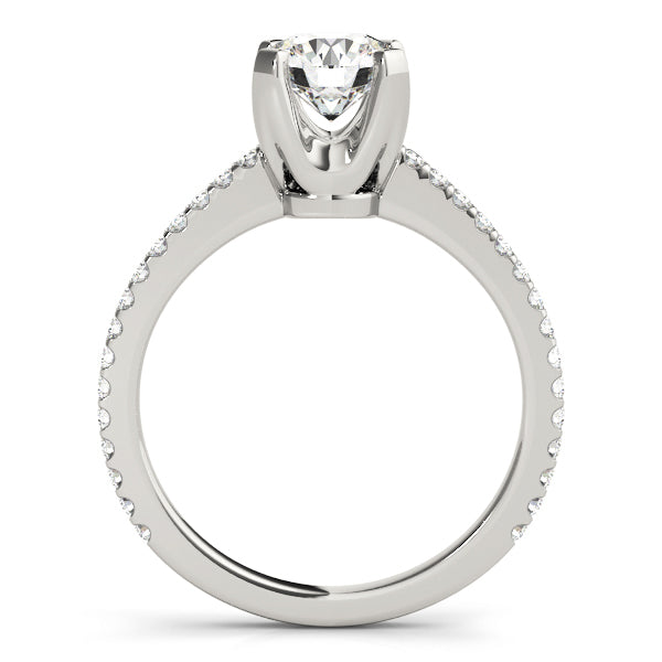 14K White Gold Single Row Diamond Engagement Ring