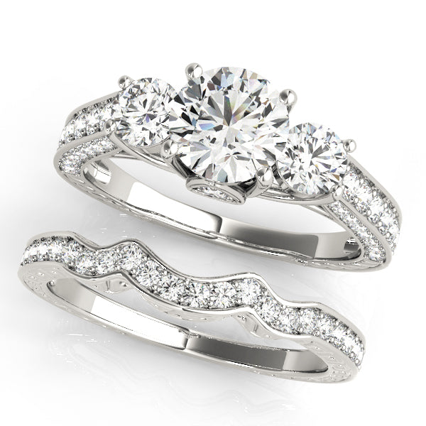 14K White Gold 1.32 ct Diamond Three-Stone Ring