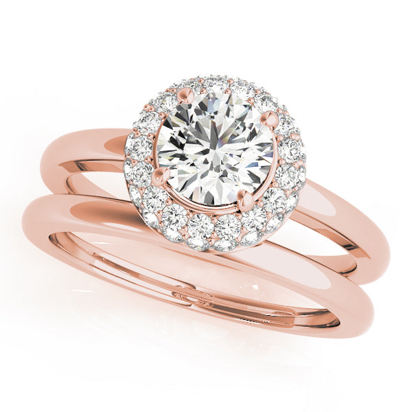 Rose Gold 1 ct Diamond Halo Engagement Ring