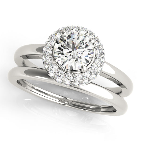 18K White Gold 1 ct Diamond Halo Engagement Ring
