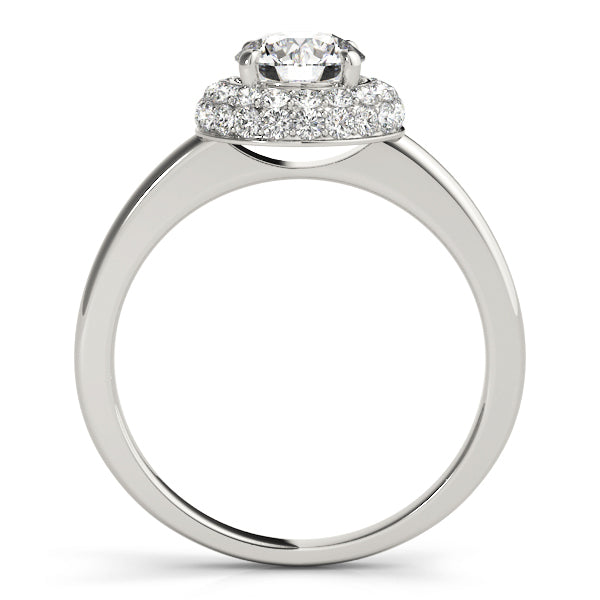 Platinum 1.38 ctw Round Diamond Halo Engagement Ring