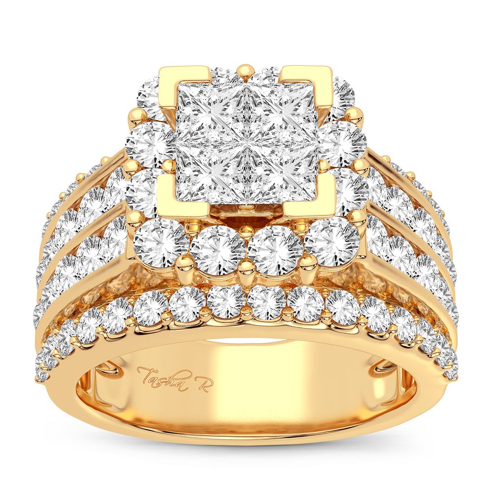 14K Yellow Gold 3CT Lab Diamond Bridal Ring Brilliance