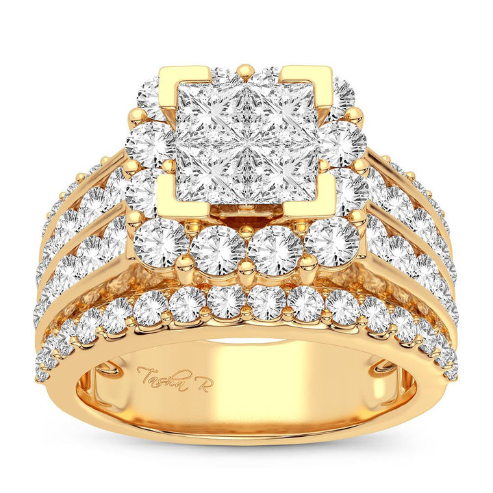 14K Yellow Gold 3CT Lab Diamond Bridal Ring Brilliance