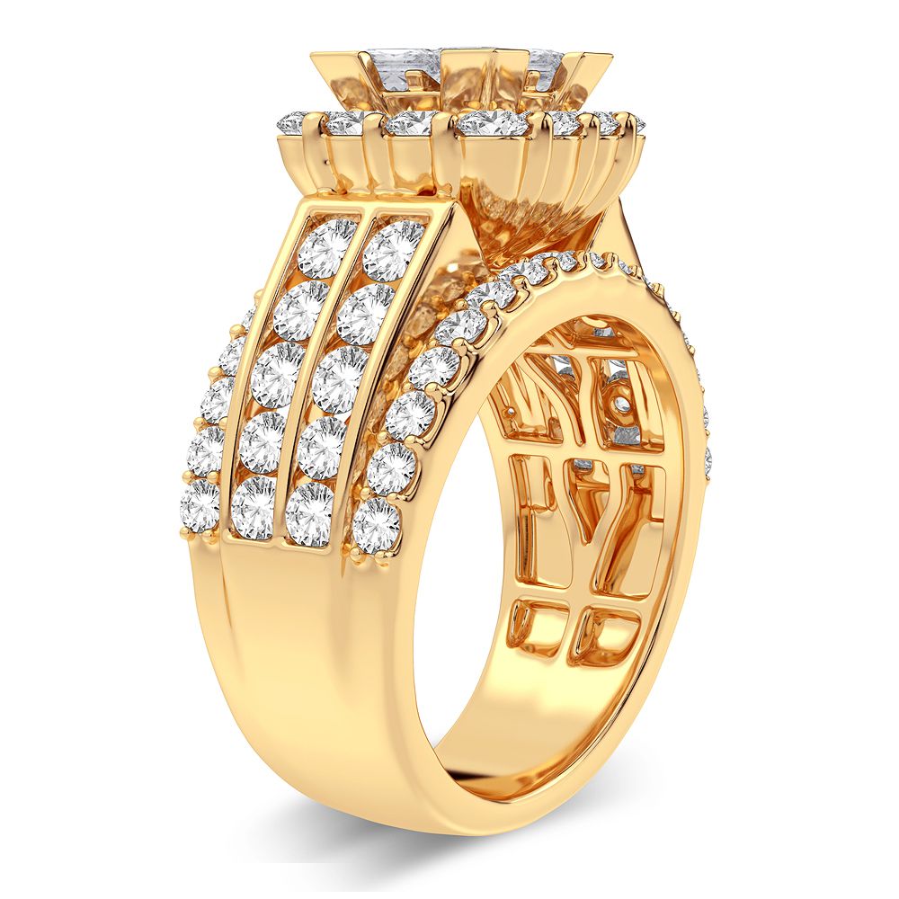 14K Yellow Gold 3CT Lab Diamond Bridal Ring Brilliance