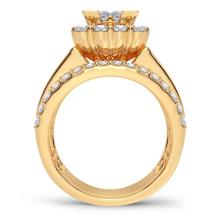 14K Yellow Gold 3CT Lab Diamond Bridal Ring Brilliance