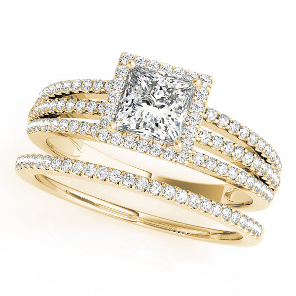 18K Yellow Gold 1.25ctw Diamond Halo Engagement Ring