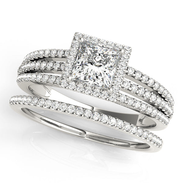 14K White Gold 1.25ctw Diamond Halo Engagement Ring