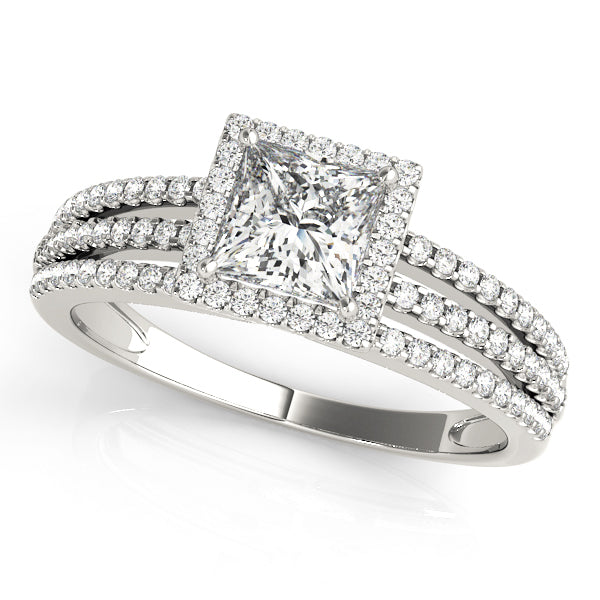 18K White Gold 1.25ctw Diamond Halo Engagement Ring