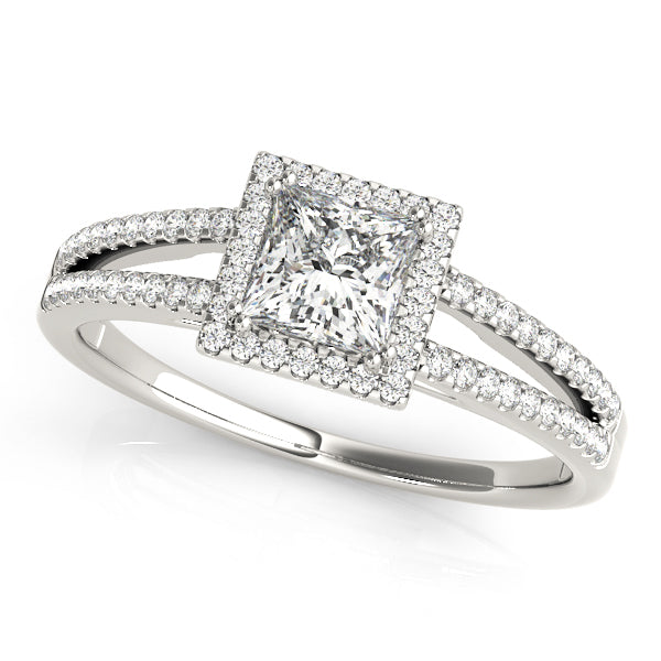 Platinum 1 CT Diamond Halo Engagement Ring