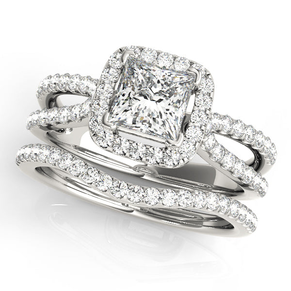 14K White Gold 1.16 ctw Diamond Halo Engagement Ring
