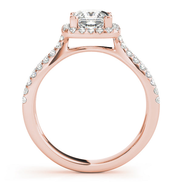 14K Rose Gold 1.16 ctw Diamond Halo Engagement Ring