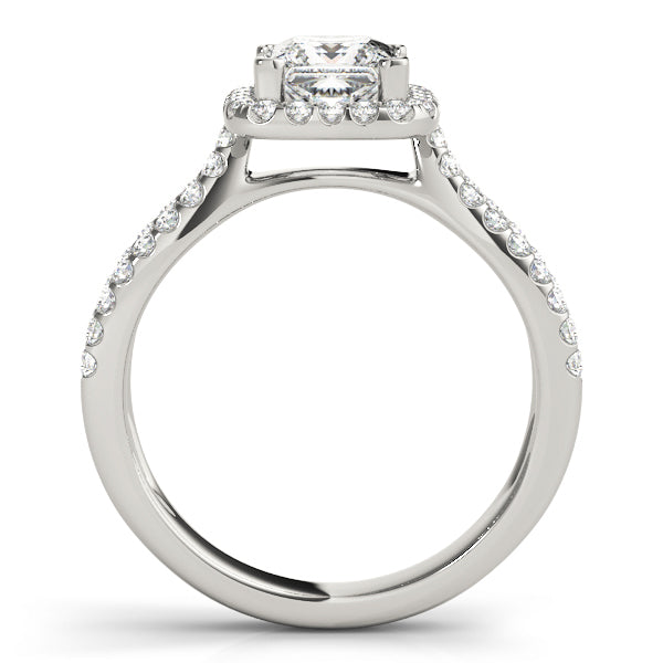 18K White Gold 1.16 ctw Diamond Halo Engagement Ring