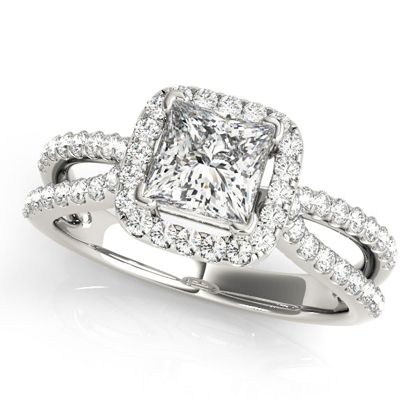 14K White Gold 1.16 ctw Diamond Halo Engagement Ring