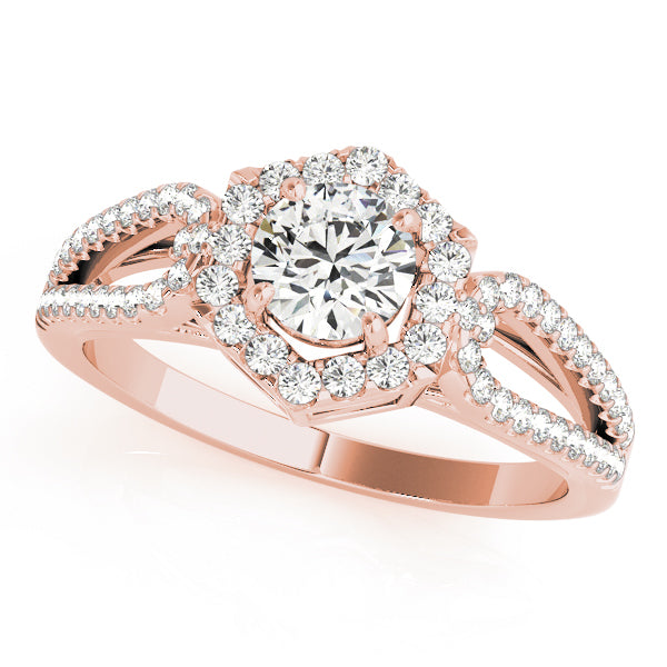 14K Rose Gold 1 CT Diamond Halo Engagement Ring