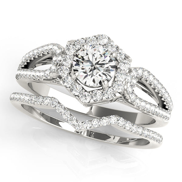 14K White Gold 1 CT Diamond Halo Engagement Ring