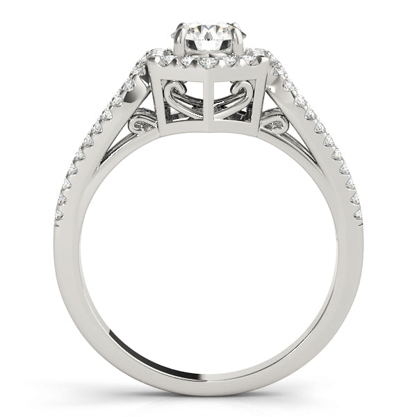 Platinum 1 CT Round Diamond Halo Engagement Ring