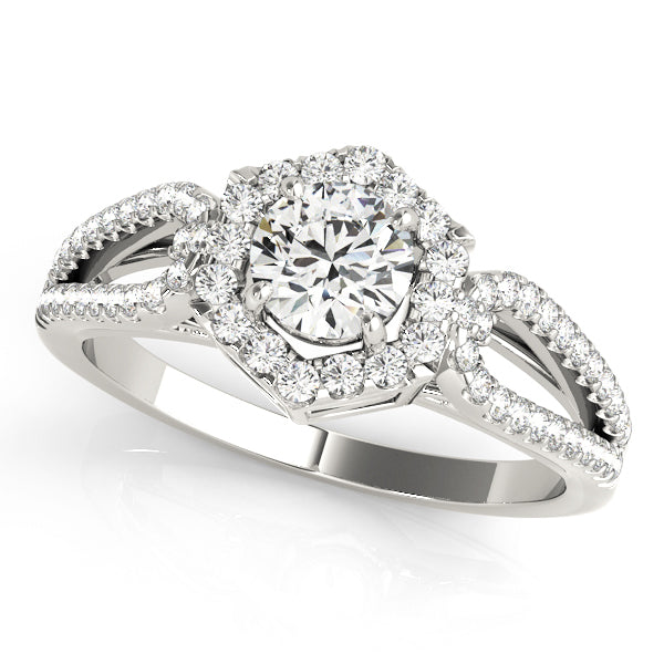 14K White Gold 1 CT Diamond Halo Engagement Ring