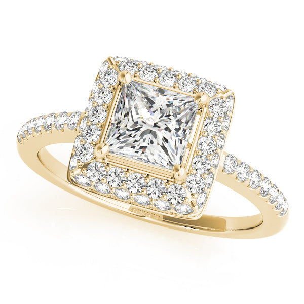 14K Yellow Gold 1.20 ctw Diamond Halo Engagement Ring