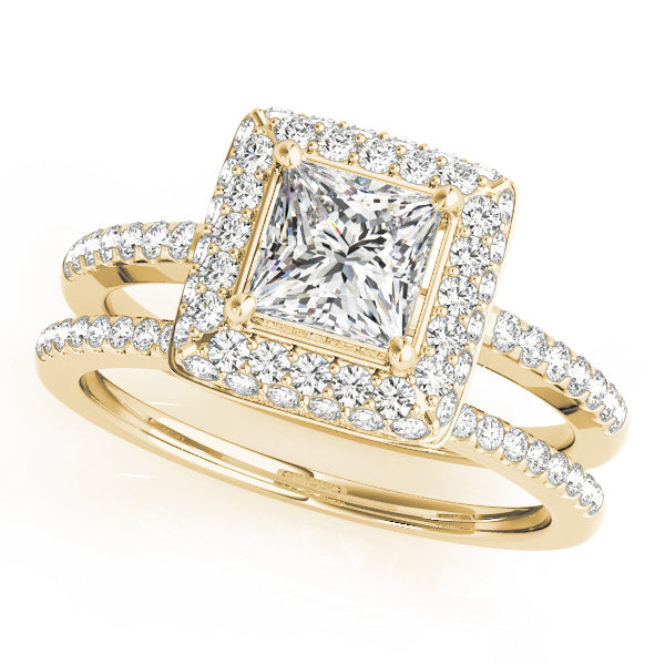 14K Yellow Gold 1.20 ctw Diamond Halo Engagement Ring