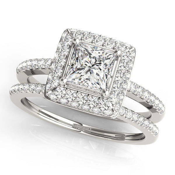 18K White Gold 1.20ctw Diamond Halo Engagement Ring