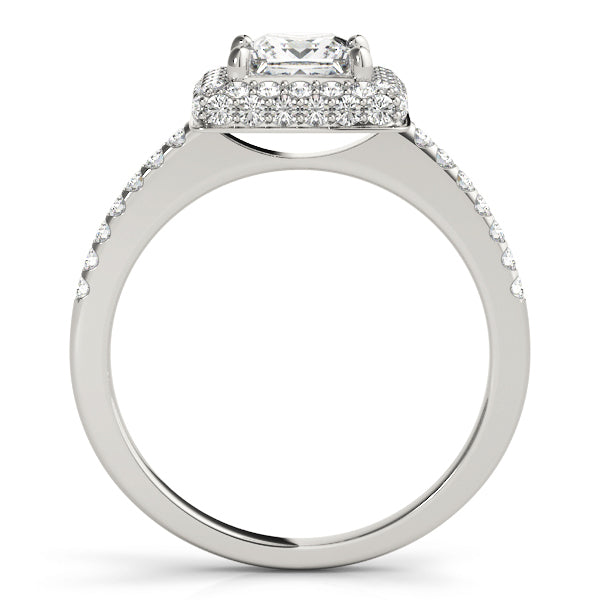 Platinum White Diamond Halo Engagement Ring