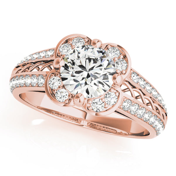 14K Rose Gold 1 CT Diamond Halo Engagement Ring