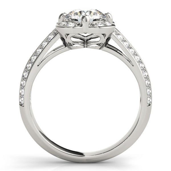 18K White Gold Round Diamond Halo Engagement Ring