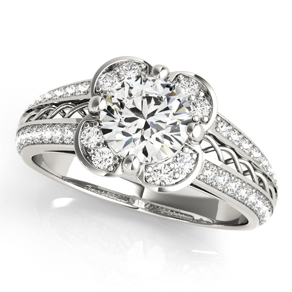 14K White Gold 1 CT Diamond Halo Engagement Ring