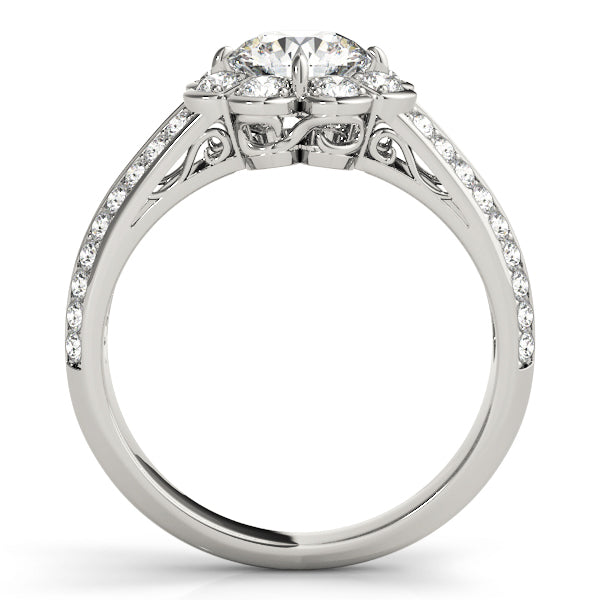 14K White Gold 1 CT Diamond Halo Engagement Ring