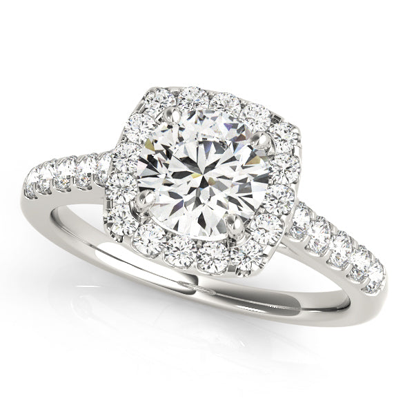 Platinum 1.5 ctw Round Diamond Halo Engagement Ring