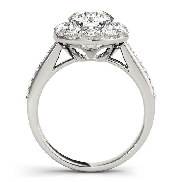 18K White Gold Diamond Halo Engagement Ring 1.24ctw