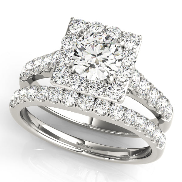 Platinum Round Diamond Halo Engagement Ring 1.75ctw