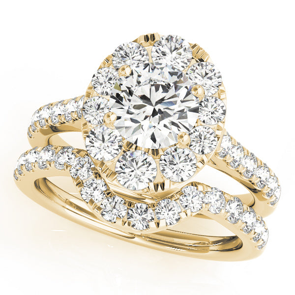 18K Yellow Gold Diamond Halo Engagement Ring 1.87ctw