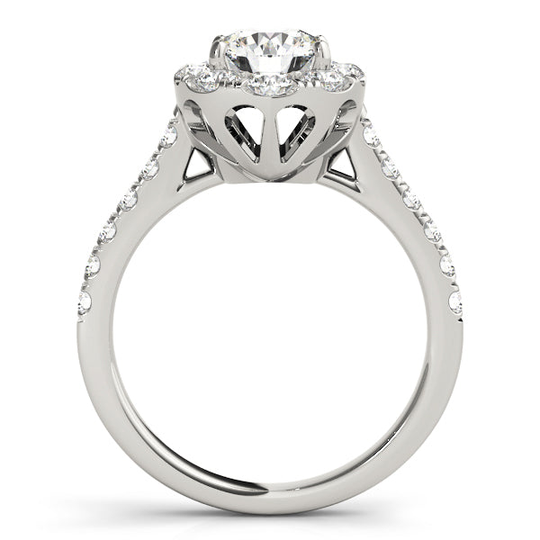 Platinum 1.24 ctw Round Diamond Halo Engagement Ring
