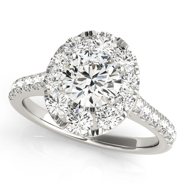 18K White Gold 1 ct Diamond Halo Engagement Ring