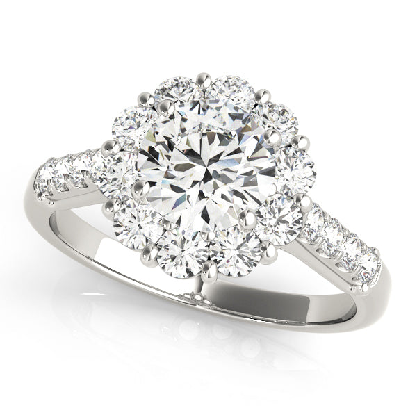 14K White Gold 1 ct Diamond Halo Engagement Ring