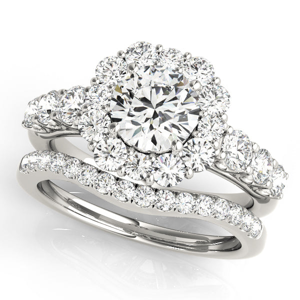 14K White Gold 2 CT Diamond Halo Engagement Ring