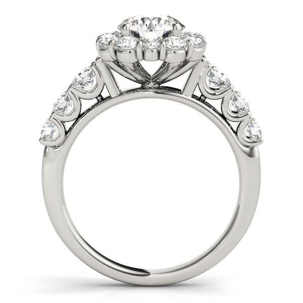 18K White Gold Round Diamond Halo Engagement Ring