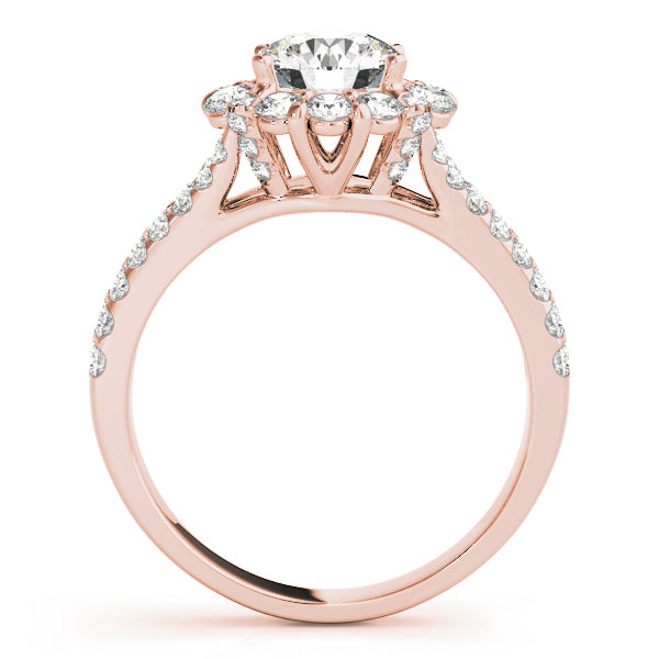 14K Rose Gold 1 ct Diamond Halo Engagement Ring
