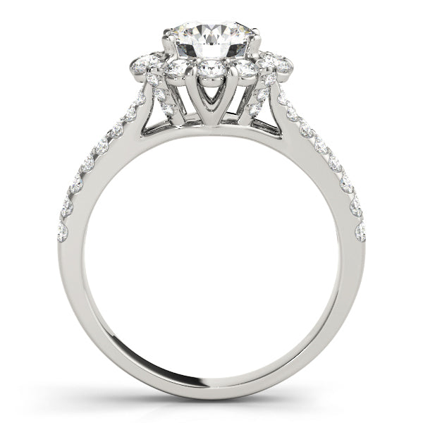 18K White Gold Round Diamond Halo Engagement Ring
