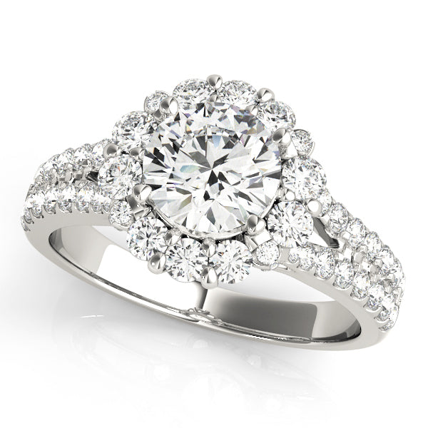 Platinum 1 ct Diamond Halo Engagement Ring