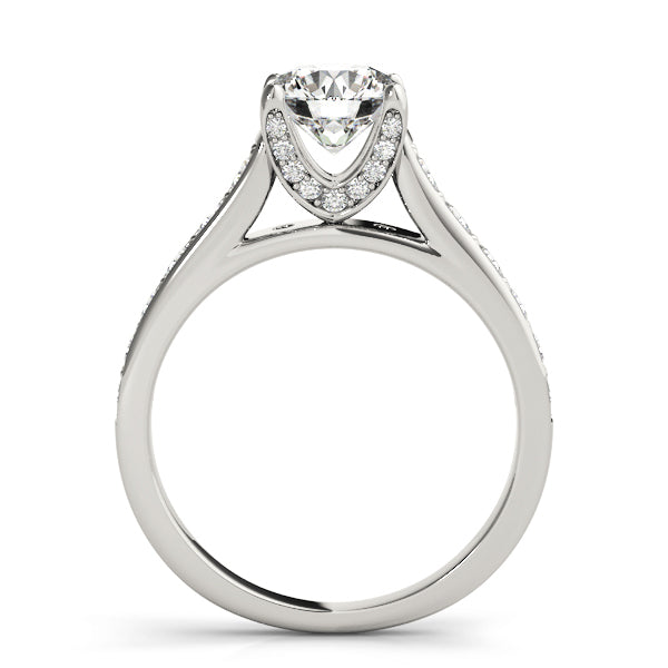 14K White Gold Single Row Diamond Engagement Ring