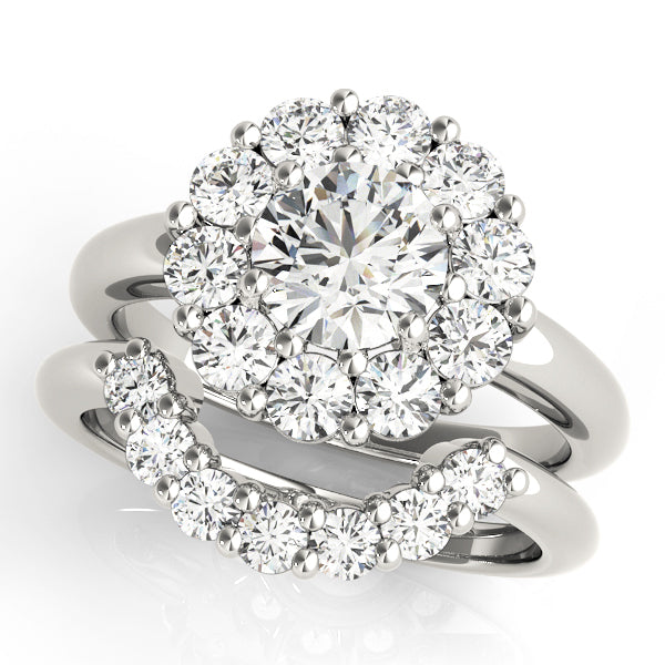 14K White Gold Diamond Halo Engagement Ring 2ctw